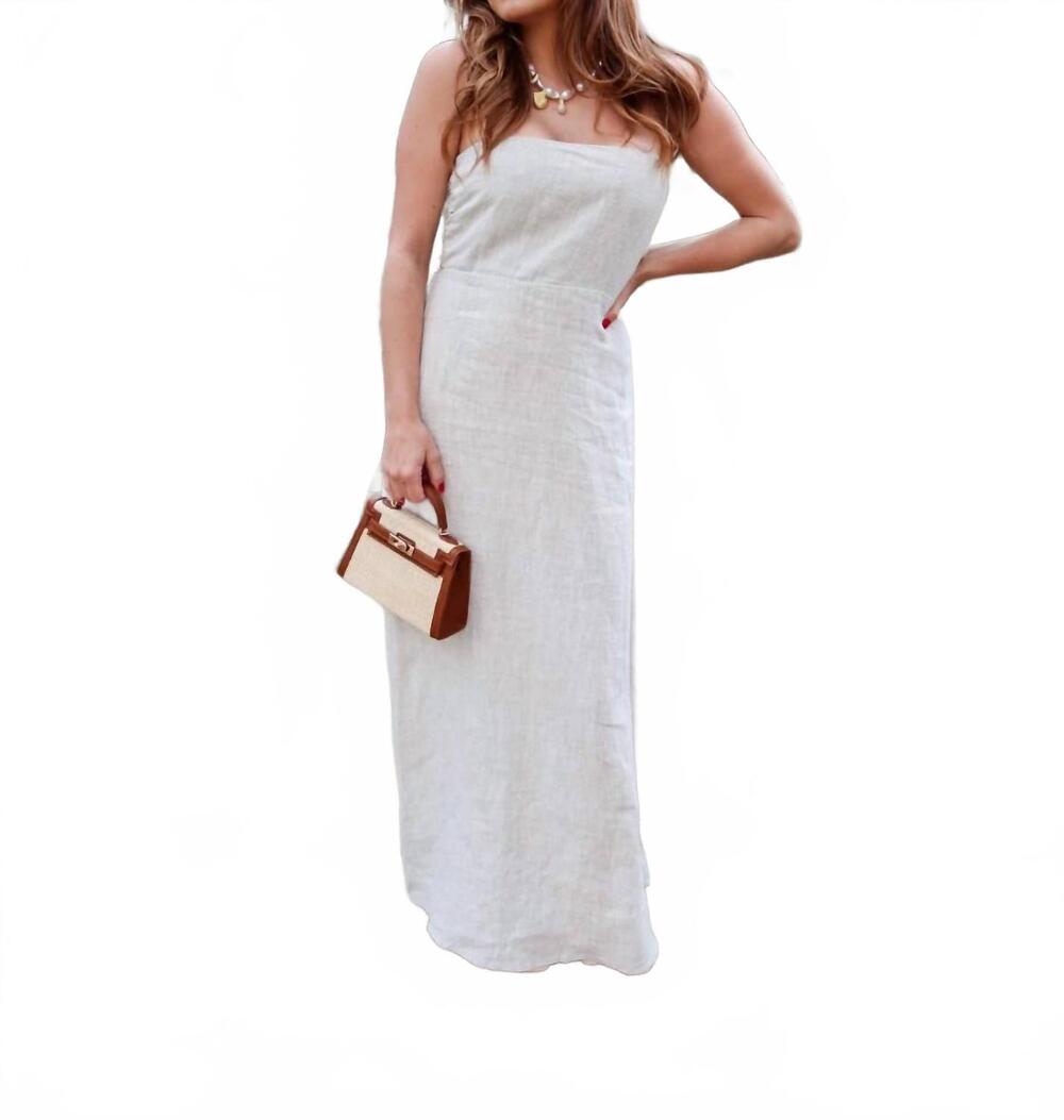 NEW OLIVACEOUS sienna strapless maxi dress in khaki